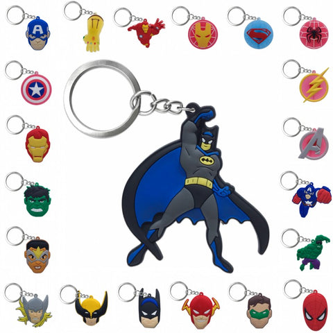 1pcs PVC Cartoon Figure  Key Chain Anime Hulk Batman Key Holder Christmas Gift