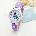 Children's Electronic Waterproof Watch Leather Strap Boys Girl Quartz Watch Kids Gift