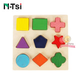 Wooden Geometric Shapes Sorting Math Montessori Puzzle Preschool