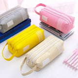 Double Zipper Large Pencil Case  Girls Cute Stationery Supplies Pencil Bag Etui