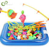 Boy girl fishing toy set suit magnetic play toys fish square hot gift for kids Free Shipping GYH