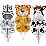 7 pcs/lot Tiger Zebra Cow Animal Air Helium Party Decor Theme Supplies Toys