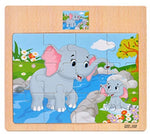 Educational Wooden Toys for Children Early Learning 3D Cartoon Animal Traffic Puzzle Kids Math Jigsaw