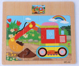 Educational Wooden Toys for Children Early Learning 3D Cartoon Animal Traffic Puzzle Kids Math Jigsaw