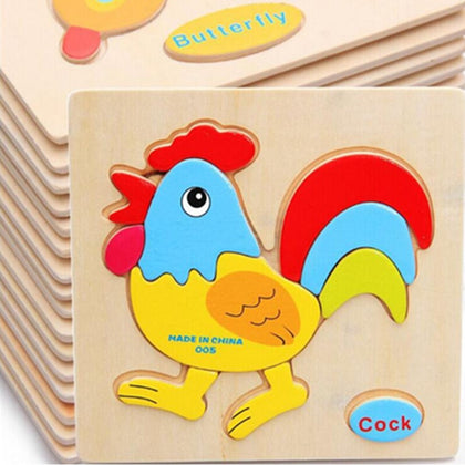 Wooden Toys for Children Early Learning Puzzle 3D Cartoon Animal Traffic Puzzles Intelligence Jigsaw