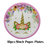 Girl Birthday Party Pink Unicorn Paper Plate Cup Napkin Disposable Tableware Sets