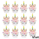 Unicorn Banner Plates Balloons Napkin Cupcake Baby Shower Kids Birthday Decorations