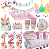 Kit Unicorn Balloon Cups Plates Napkin Kids Birthday Unicornio Party Supplies