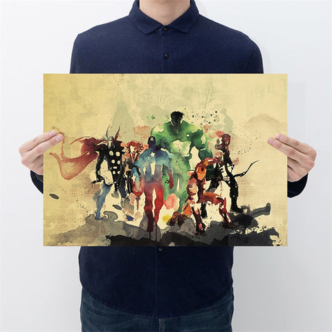 Marvel  Figures Toys Avengers 4 Endgame Iron Man Spiderman The Avengers Vintage Kraft Paper Home Decor Art Retro Prints Toy Gift