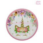 Unicorn Party Supplies Kids Disposable Tableware Set Paper Plates Cup