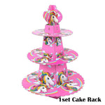 1set Birthday Party Decoration Rainbow Unicorn 3-tier Paper Cake Stand Baby shower