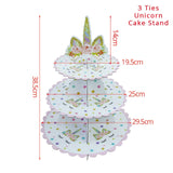 1set Birthday Party Decoration Rainbow Unicorn 3-tier Paper Cake Stand Baby shower