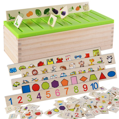 Matching Kids Montessori Early Educational Learn Toy Wood Box Gifts for Children